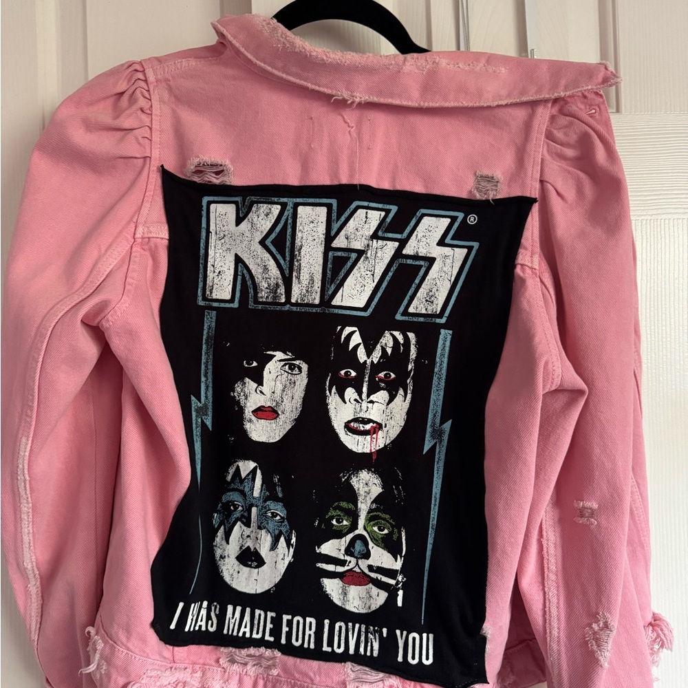 Vintage Pink Jacket with KISS Graphic